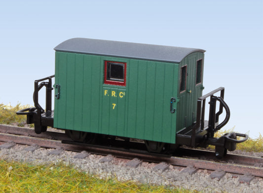 GR580A 4 Wheel Ffestiniog Railway Quarryman Brake Van, Double Balcony 1920s Green No.7