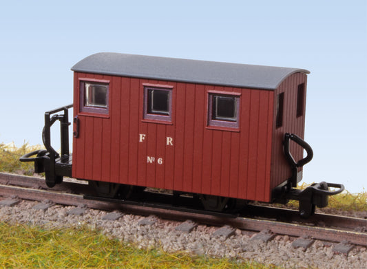 GR591A 4 Wheel Ffestiniog Railway Brake Van Single Balcony Brown No.6