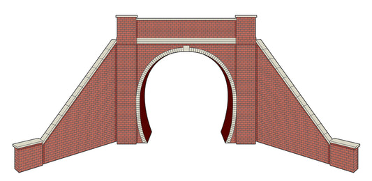 LK12171 Lineside TT:120 Lineside Tunnel Portals with Wing Walls, Brick, Single Track