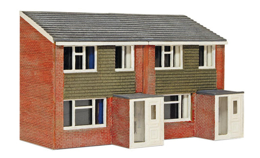 1960s House Semi-Detatched House Front Laser Cut Wooden Kit