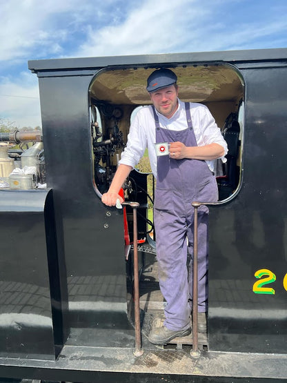 Rails of Sheffield 'Keep on Railway Modelling ♡' 350ml Outdoor Camping White Enamel Metal Mug/Cup