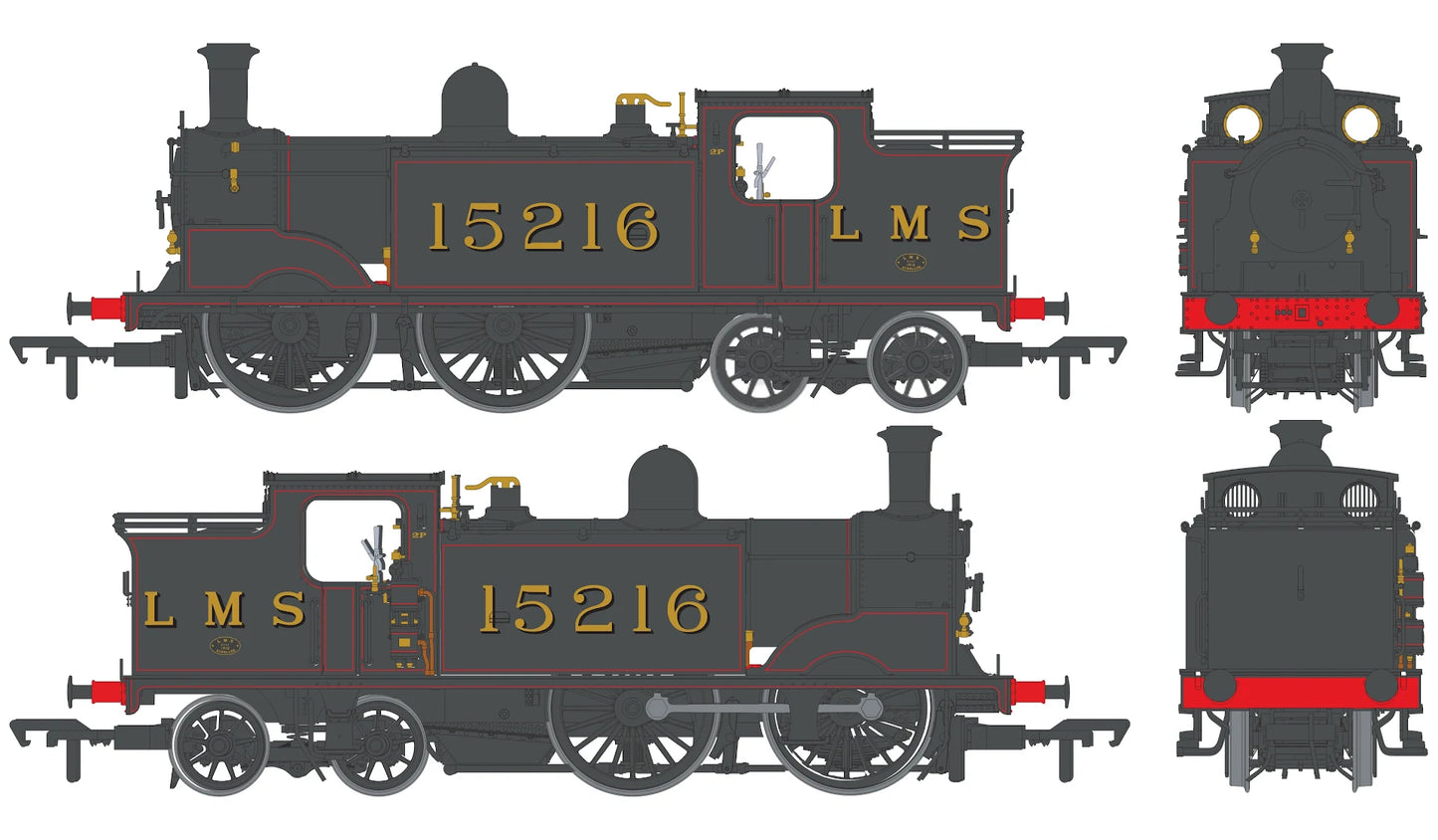 50-174Z Class 439 Caledonian 0-4-4T 15216 LMS Lined Black Steam Locomotive