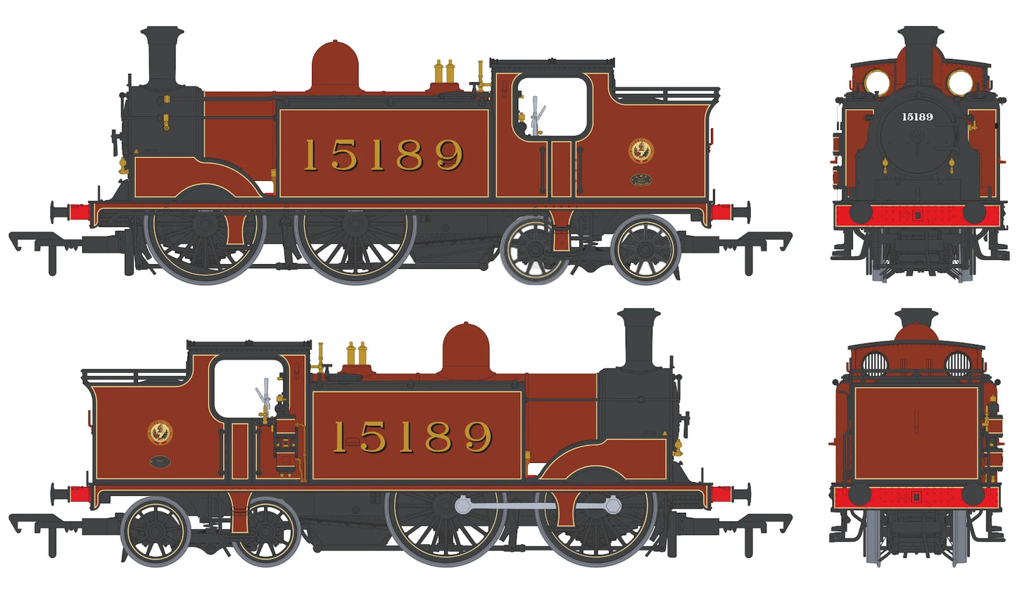 50-173ZSF Class 439 Caledonian 0-4-4T 15189 LMS Lined Crimson (As Preserved) Steam Locomotive - DCC Sound