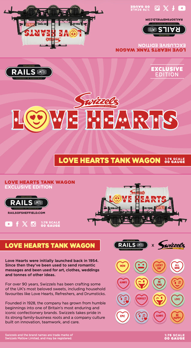 4F-SWIZZELS-004 Swizzels Sweets "Love Hearts" - Grey 6-Wheel Tank Wagon