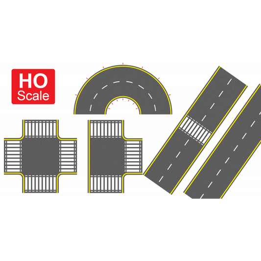 HO Scale UV Printed 3D PVC Road Set (Asphalt)