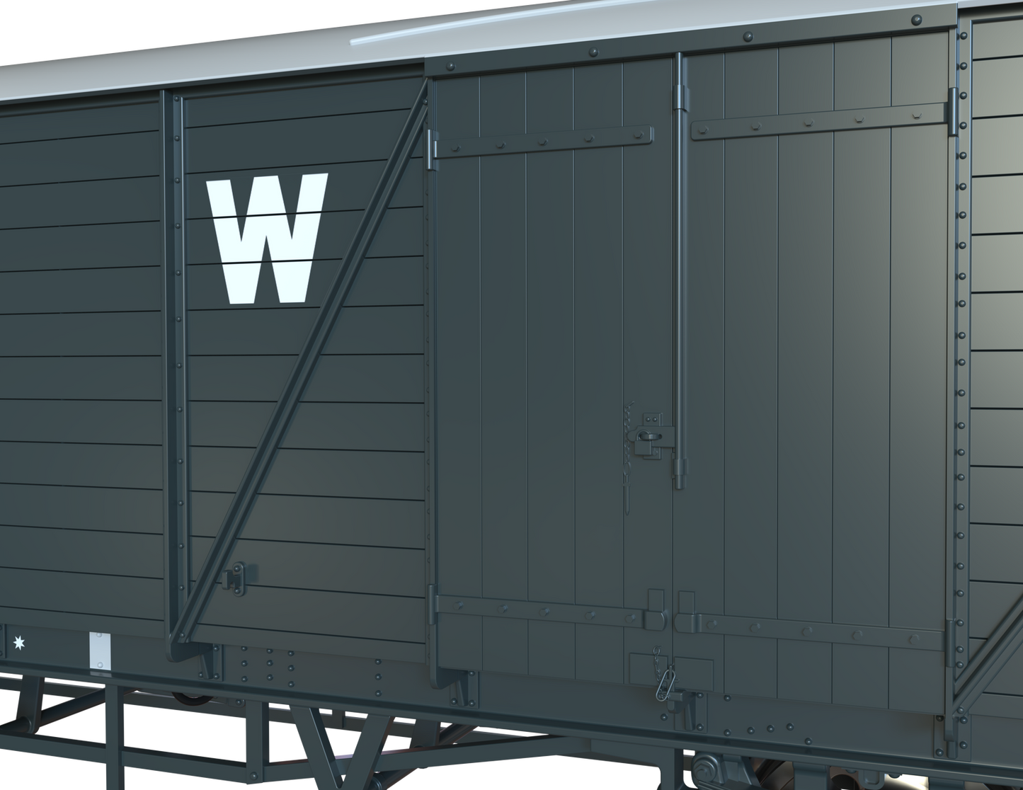 C3066 GWR Blue/Grey White Roof 'Fishguard' Pres. Mink G Van 112843