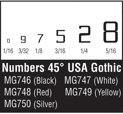 45° USA Gothic Numbers White