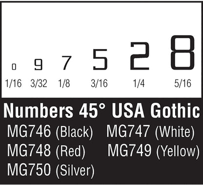 Red Gothic Numbers Woodland Scenics WMG748 45° USA Gothic Numbers Red – Rails