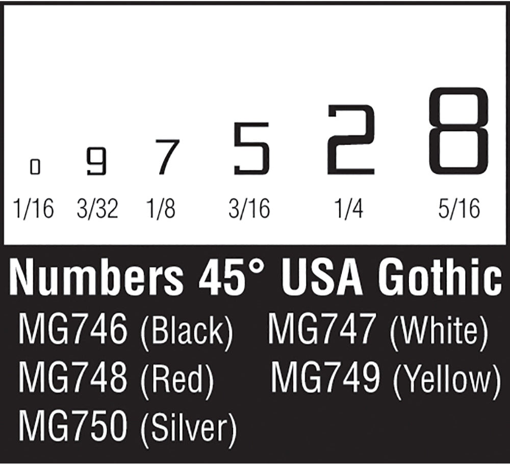 45° USA Gothic Numbers Silver