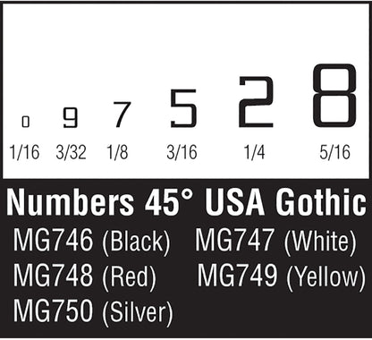 45° USA Gothic Numbers Silver
