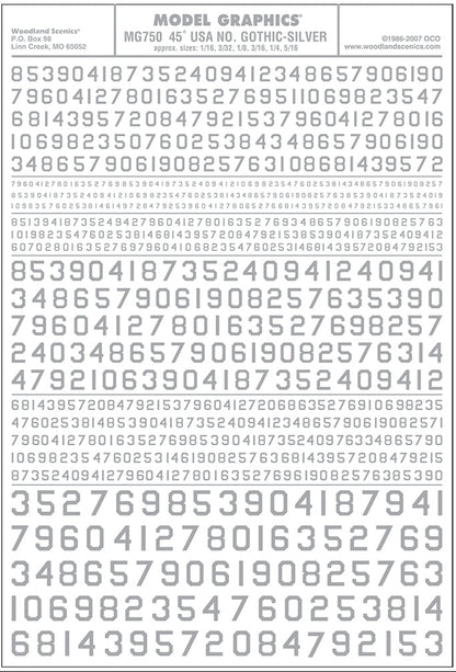 45° USA Gothic Numbers Silver