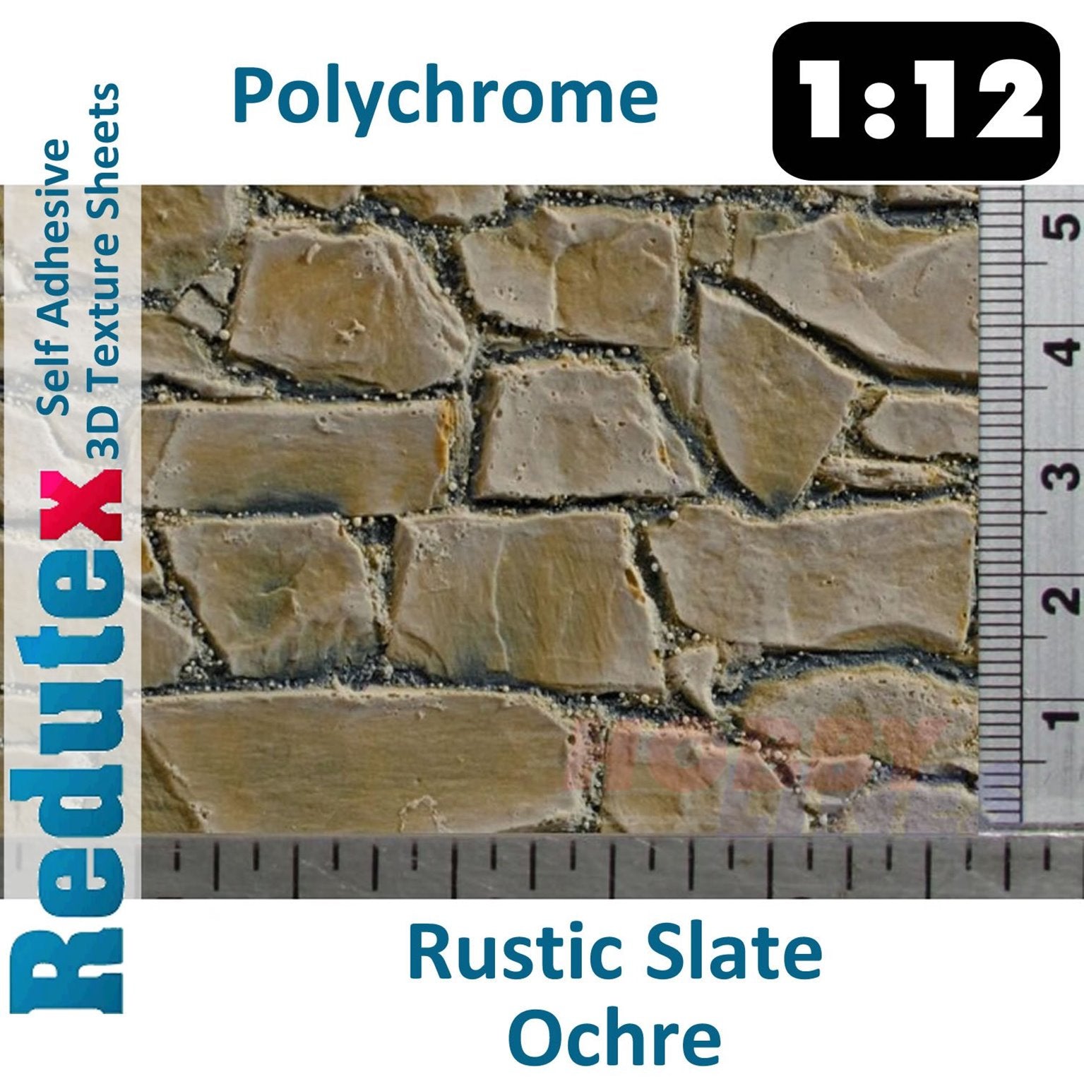 Rustic Slate Polychrome 1:12 Self Adhesive 3D Textured Sheet