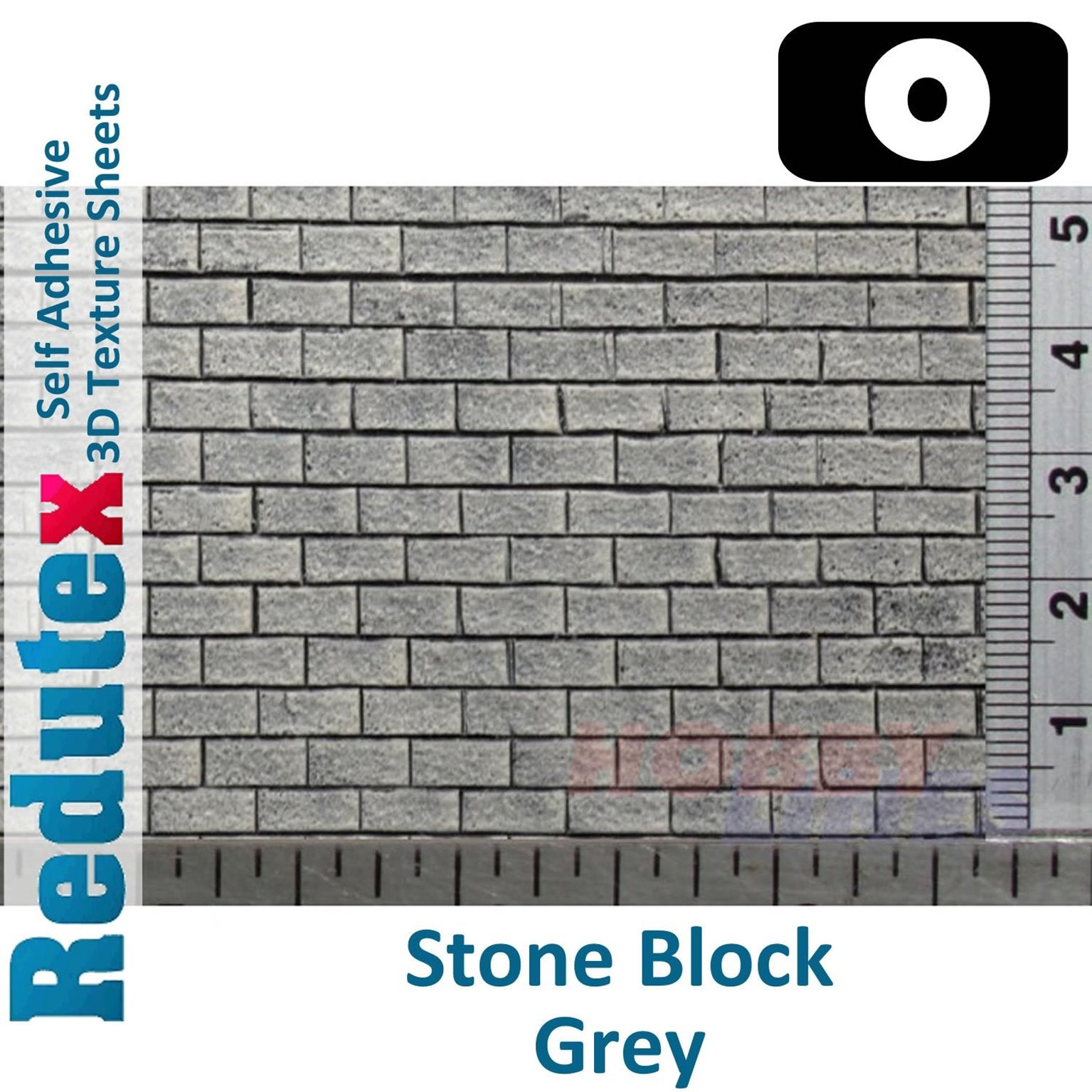 Stone Block  Grey O/1:43 Self Adhesive 3D Textured Sheet