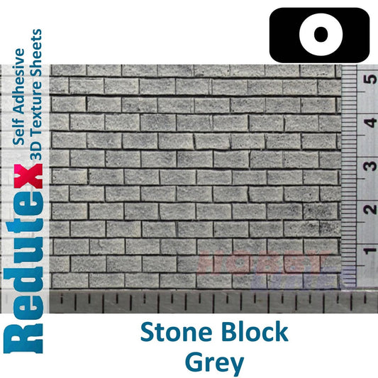 Stone Block  Grey O/1:43 Self Adhesive 3D Textured Sheet