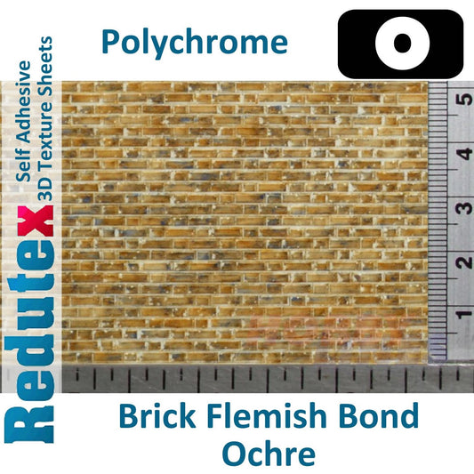 Brick Flemish Bond  Ochre Polychrome O/1:43 3D Textured Sheet