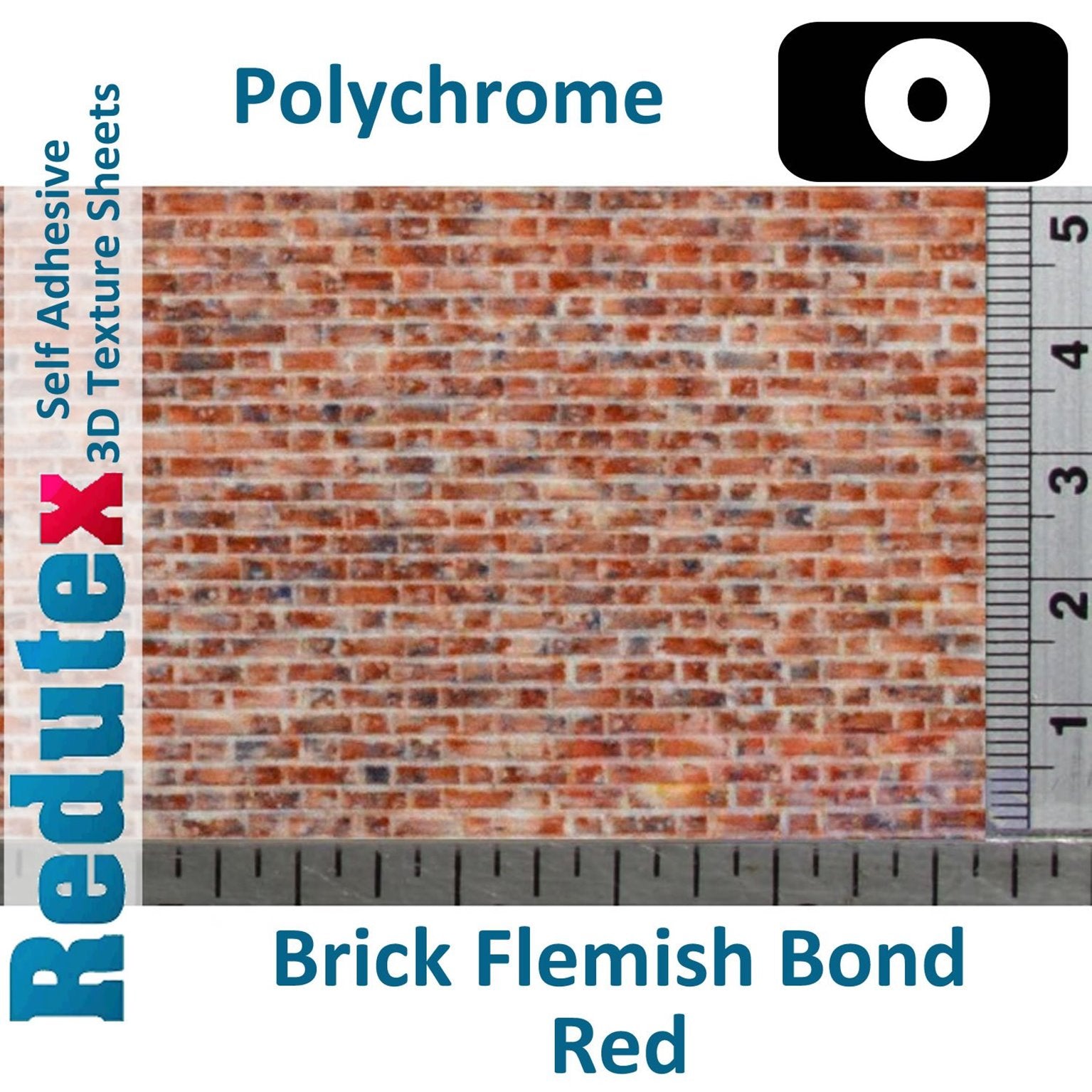 Brick Flemish Bond  Red Polychrome O/1:43 3D Textured Sheet