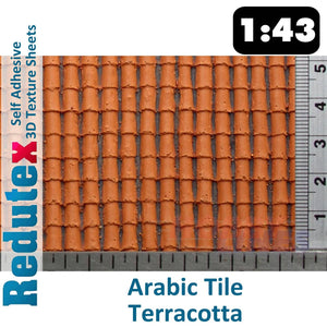 Arabic Tile Terracotta O/1:43 Self Adhesive 3D Textured Sheet