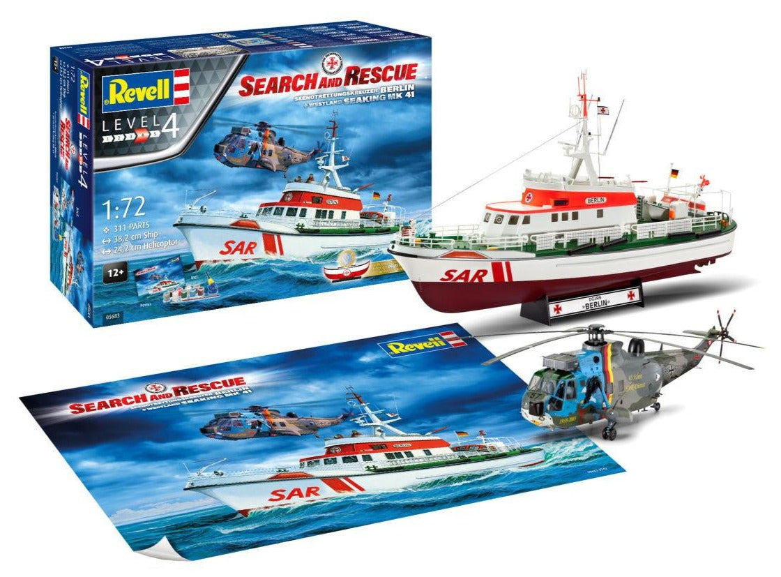 Search & Rescue Boat/Helicopter Gift Set (1:72 Scale) Model Kit