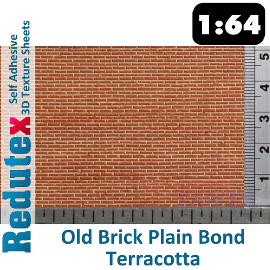 Old Brick Plain Bond 1:64 3D Self Adhesive Textured Sheet