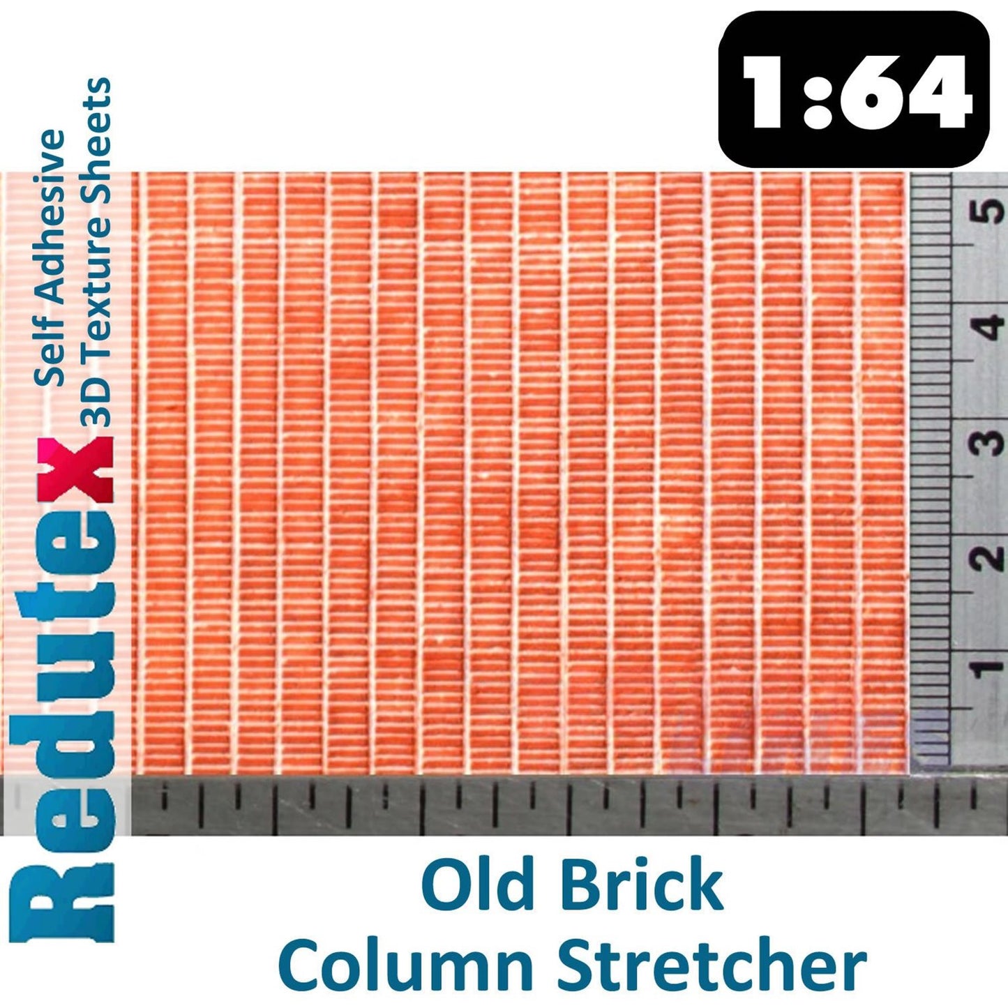 Old Brick Column Stretcher Bond  Red 1:64 3D Textured Sheet