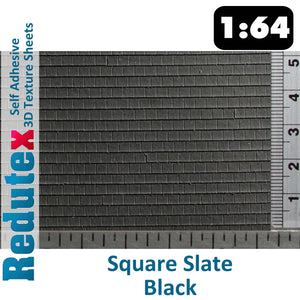 Square Slate Black Standard 1:64 S 3D Self Adhesive Texture Sheet