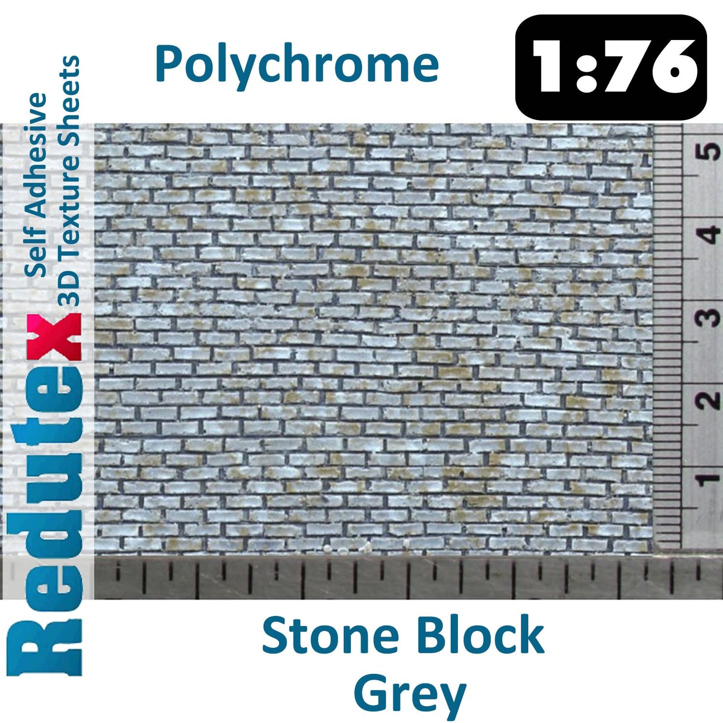 STONE BLOCK Grey POLYCHROME 1:76 OO 3D Self Adhesive Texture Sheet