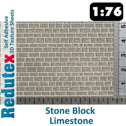 STONE BLOCK LIMESTONE Grey 1:76 OO 3D Self Adhesive Texture Sheet