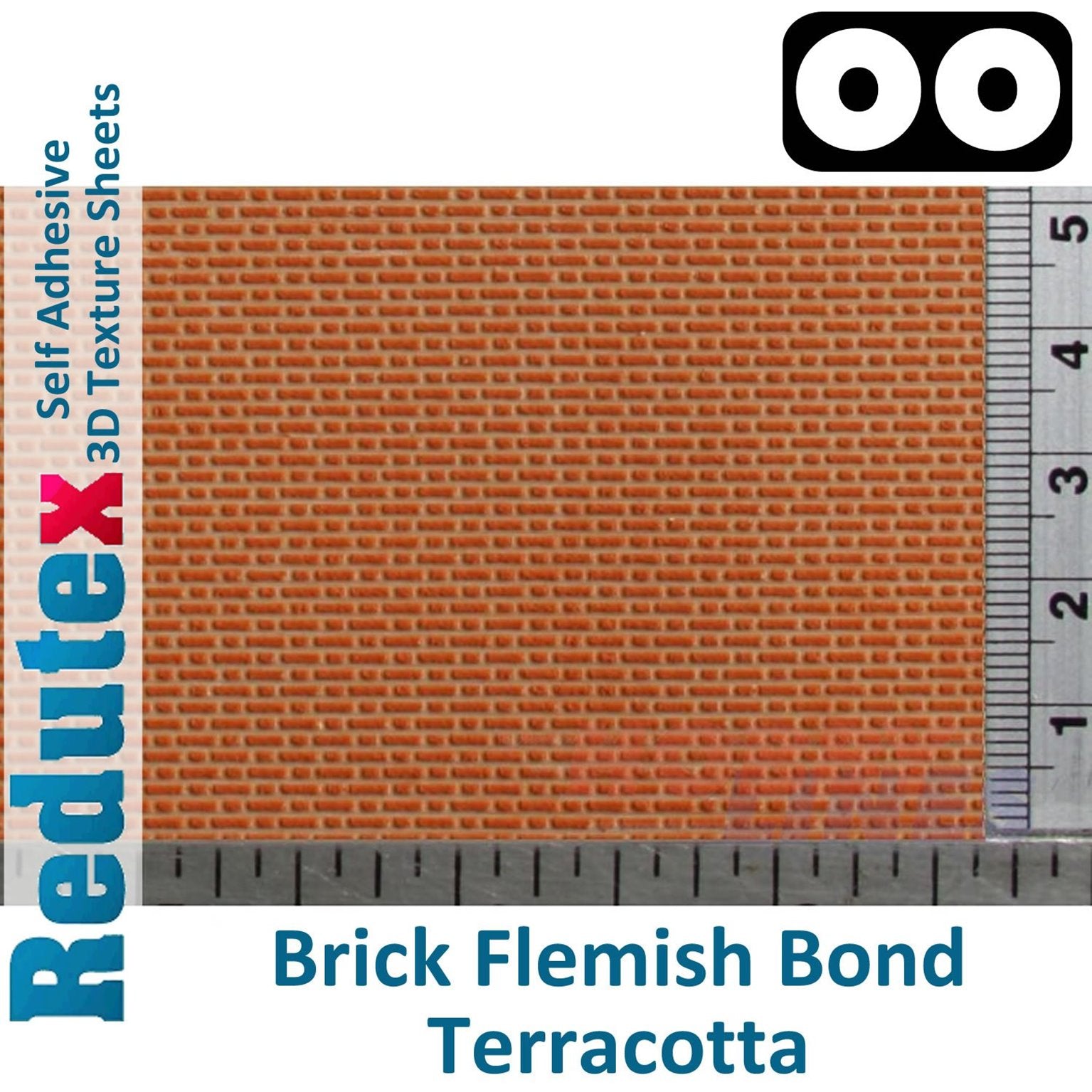 Brick Flemish Bond Terracotta OO Self Adhesive 3D Textured Sheet