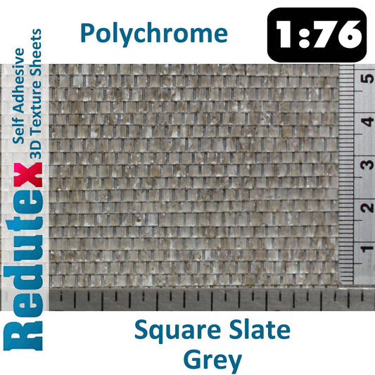 SQUARE SLATE Grey POLYCHROME 1:76 OO 3D Self Adhesive Texture Sheet