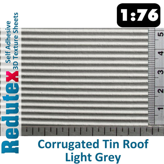 CORRUGATED TIN ROOF L Grey 1:76 OO 3D Self Adhesive Texture Sheet