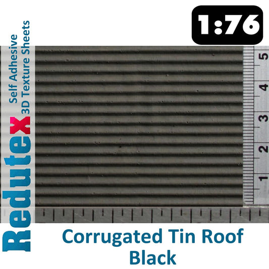 CORRUGATED TIN ROOF Black 1:76 OO 3D Self Adhesive Texture Sheet