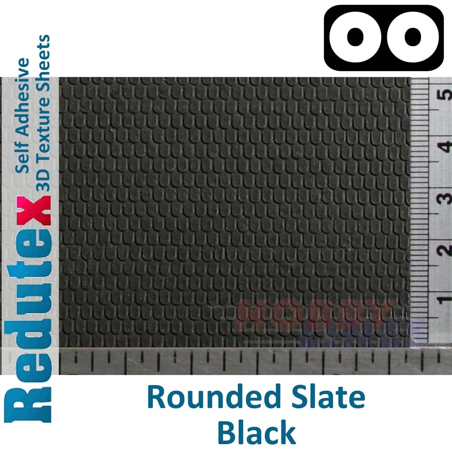 Rounded Slate  Black OO 3D Self Adhesive Textured Sheet