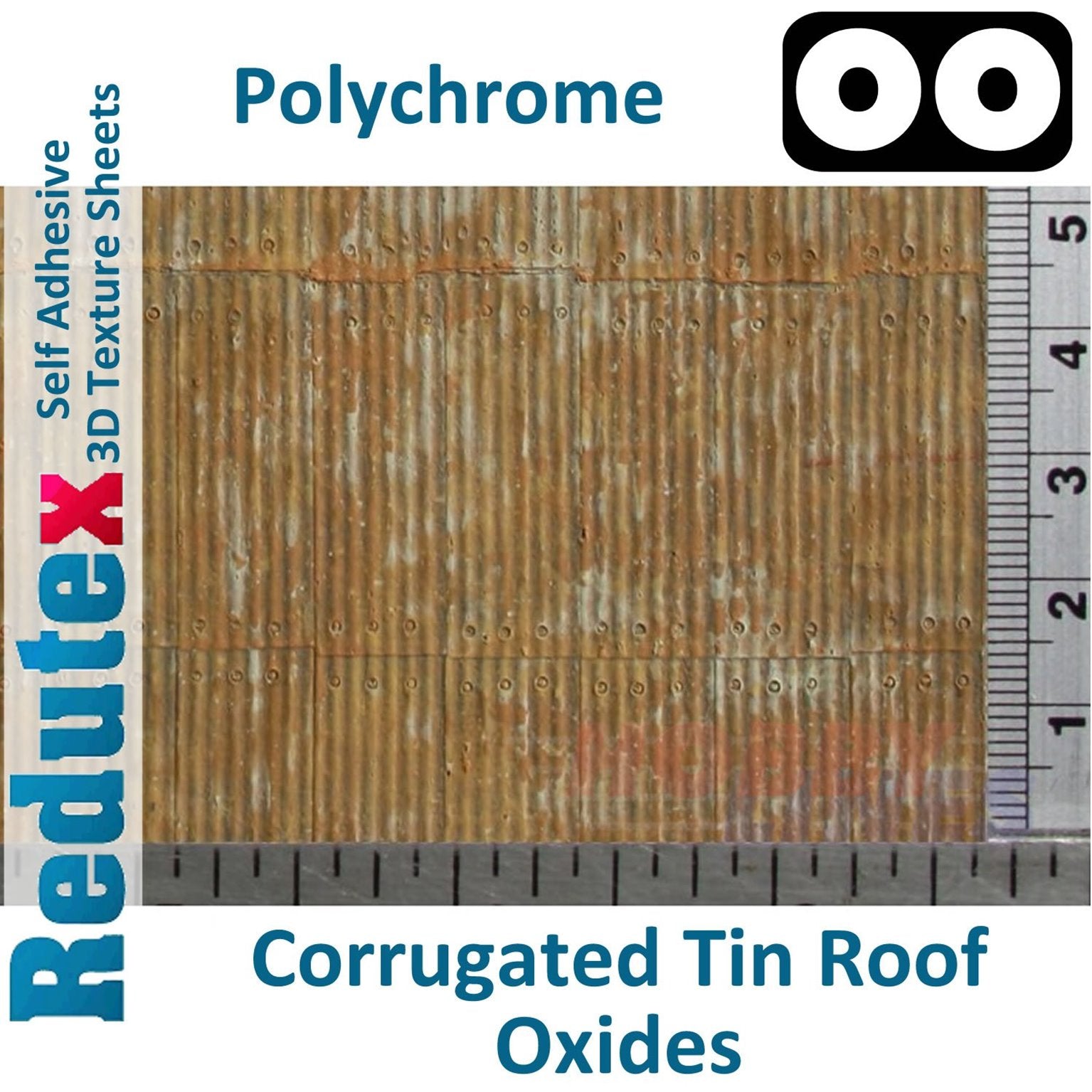 Currugated Tin Roof Polychrome Oxidised OO 3D Textured Sheet