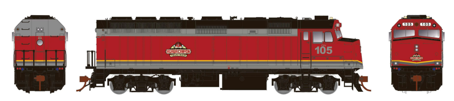 HO F40PH w/ditchlights (DC/Silent): Algoma Central #105 Diesel Locomotive