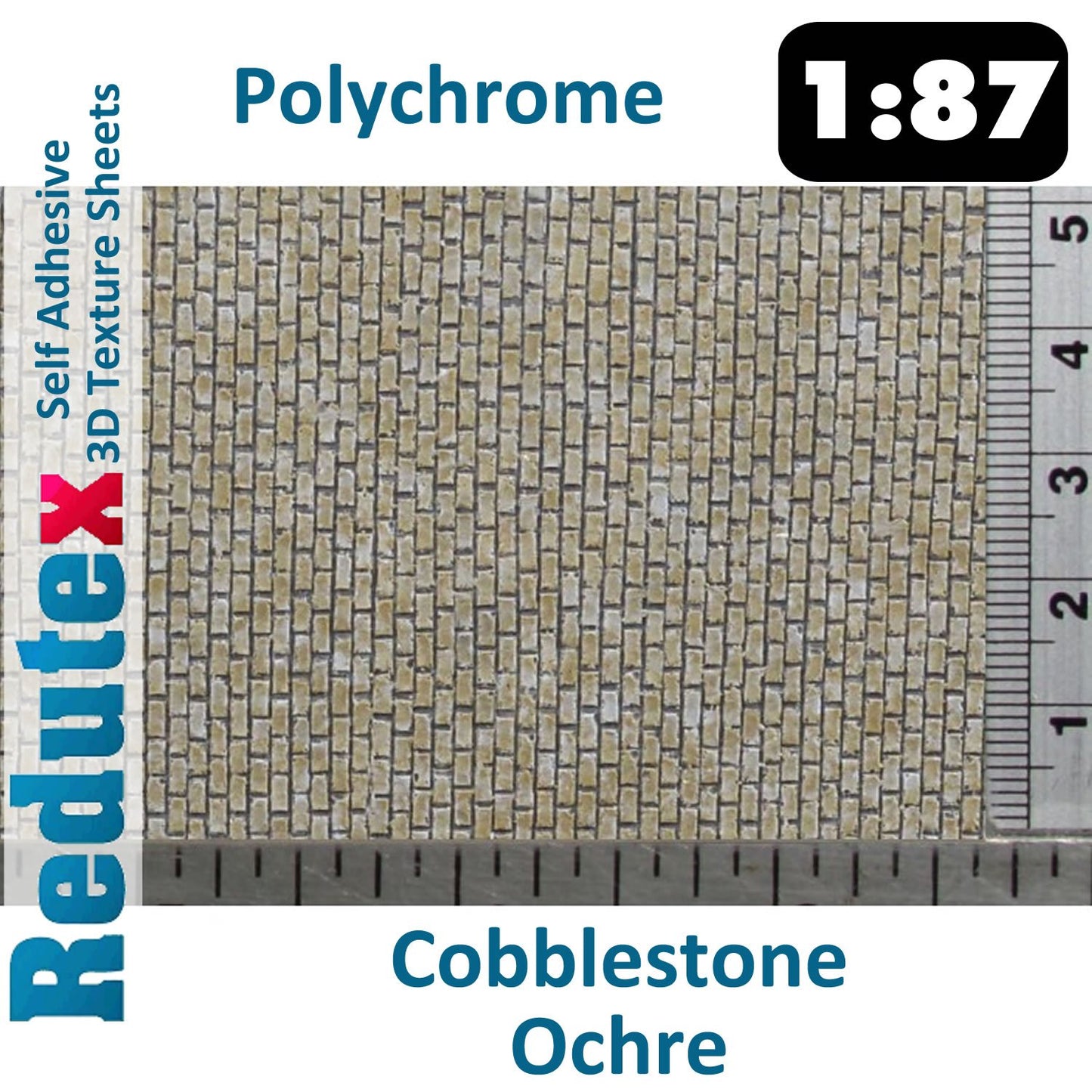 COBBLESTONE Ochre POLYCHROME 1:87 HO 3D Self Adhesive Texture Sheet