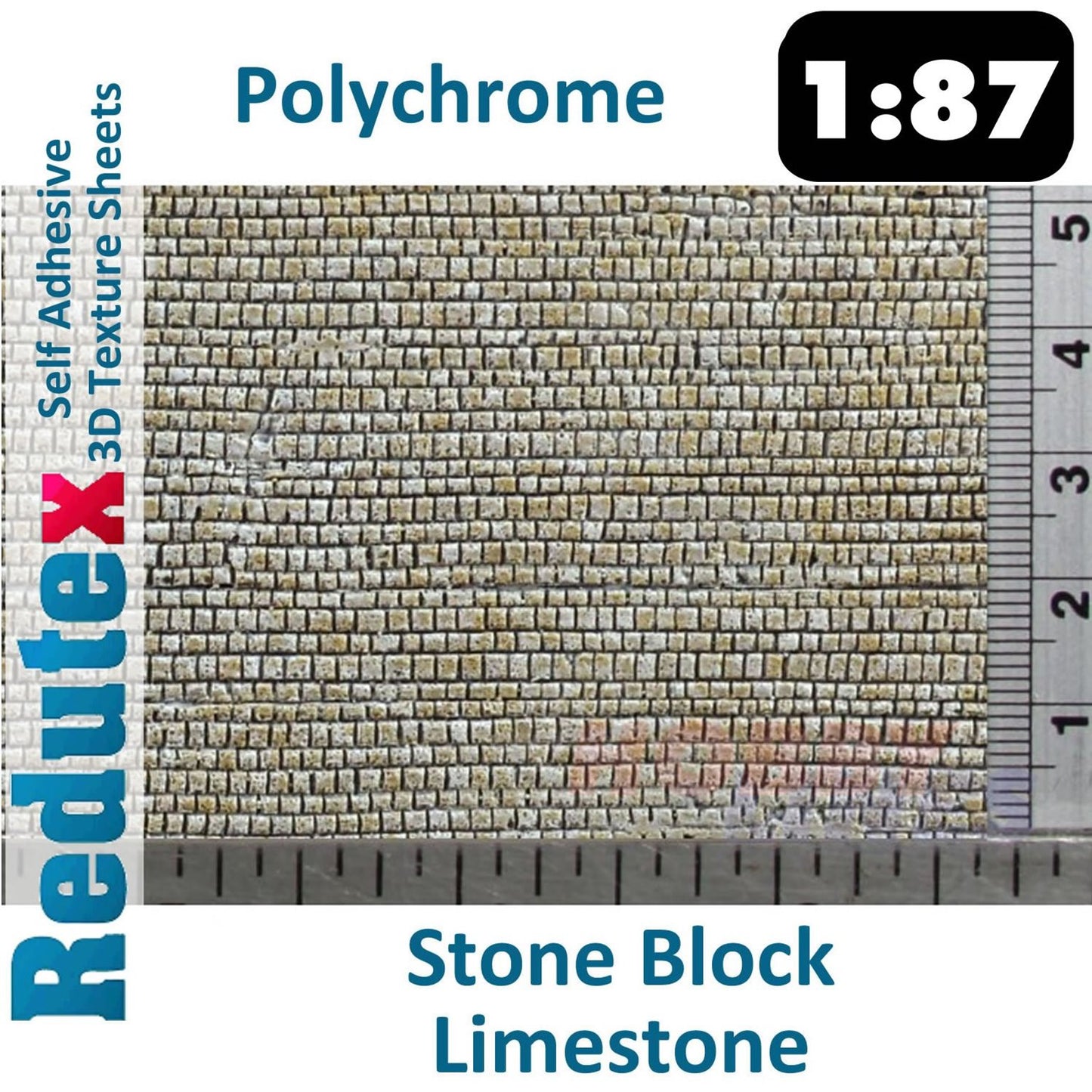 Stone Block Limestone  Grey Polychrome HO/OO Self Adhesive 3D Textured Sheet