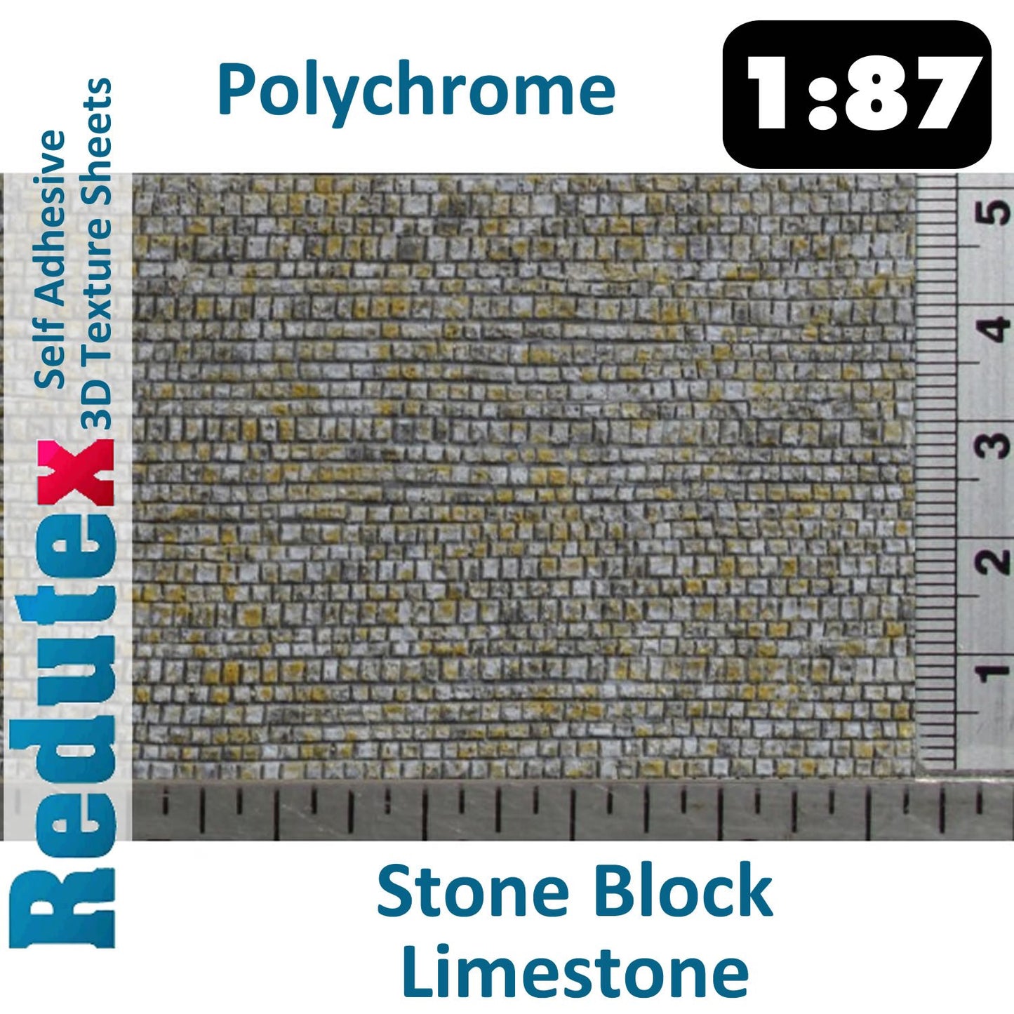 STONE BLOCK LIMESTONE POLYCHROME 1:87 HO 3D Self Adhesive Texture Sheet