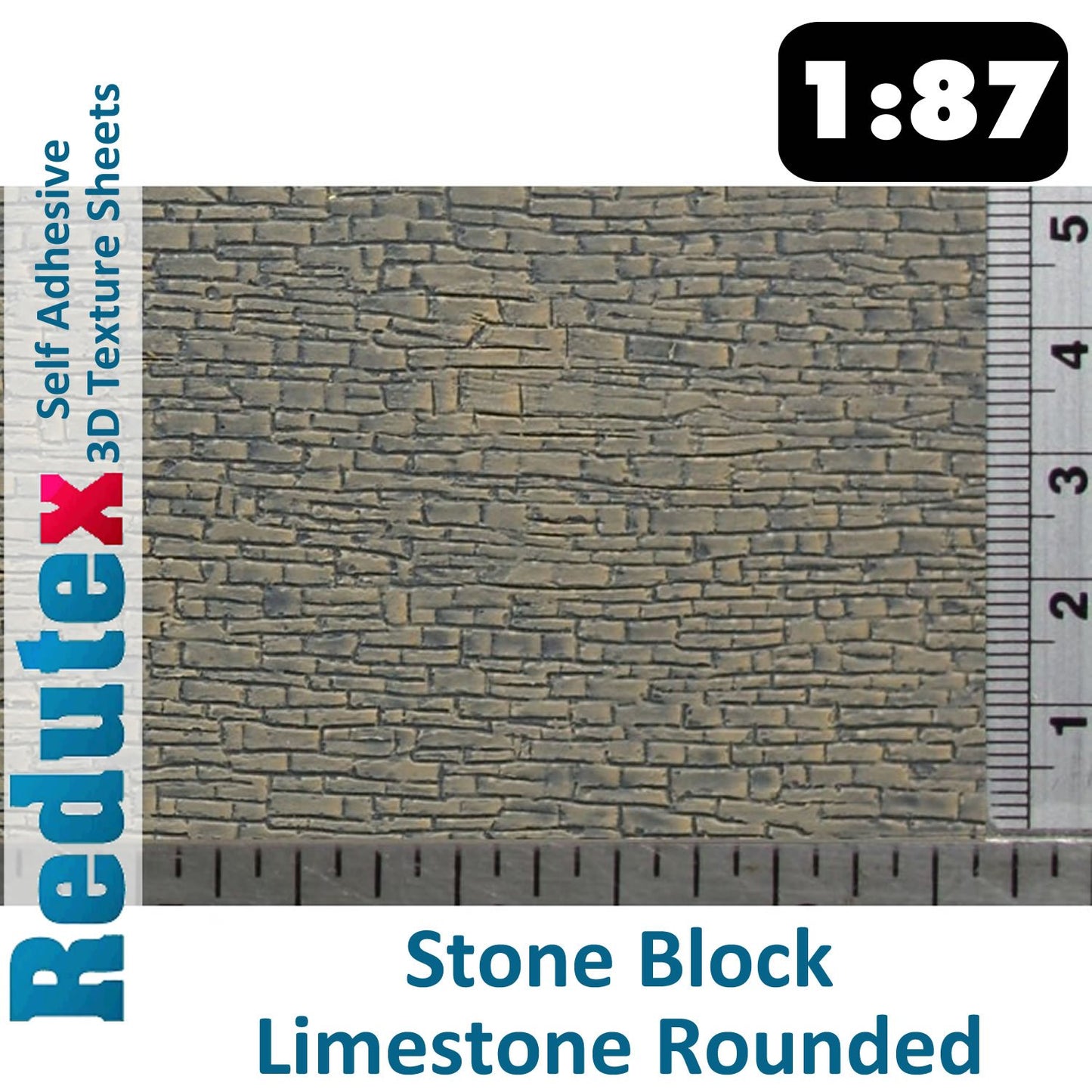 STONE BLOCK LIMESTONE ROUNDED 1:87 HO 3D Self Adhesive Texture Sheet