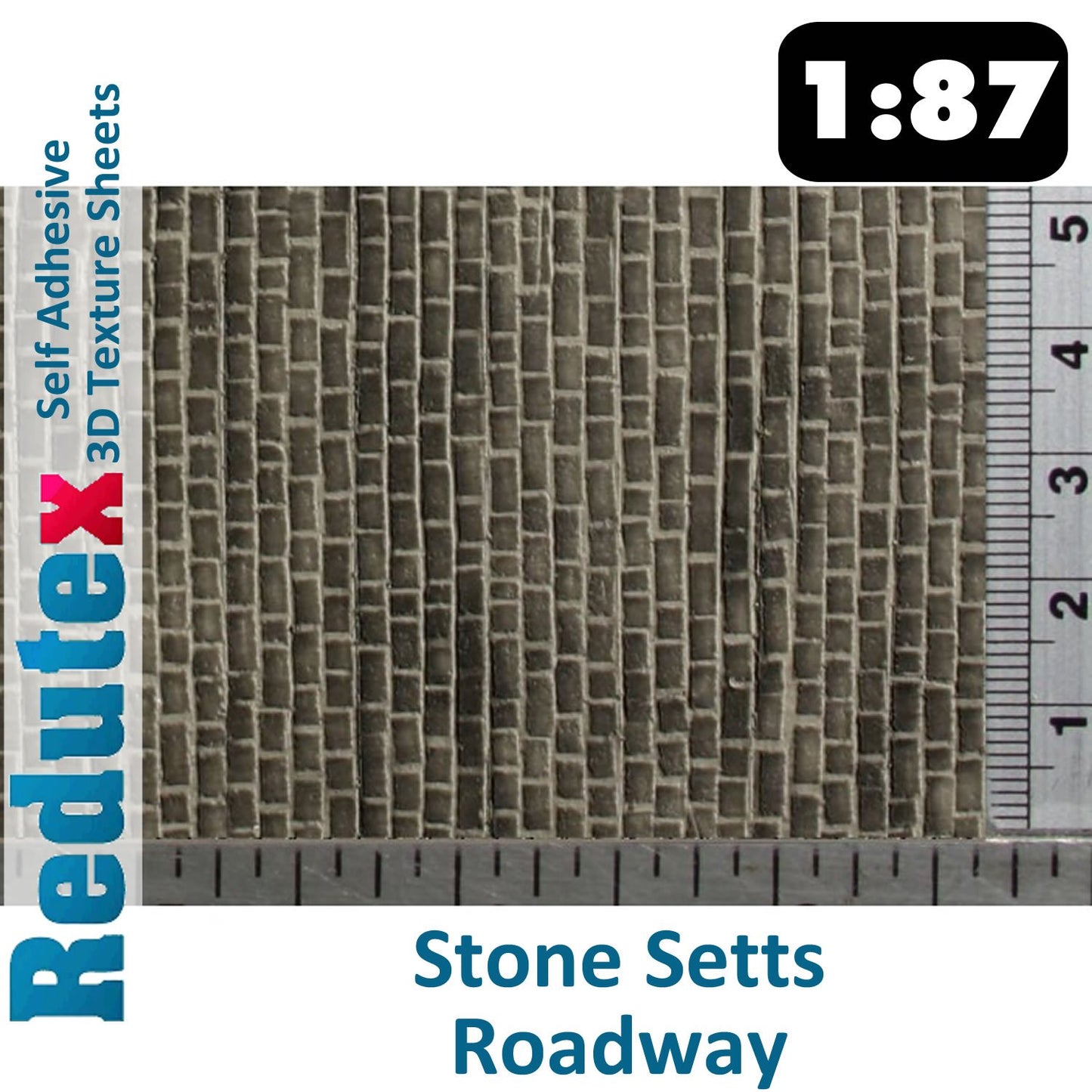 STONE SETTS UNEVEN Dk Grey 1:87 HO 3D Self Adhesive Texture Sheet