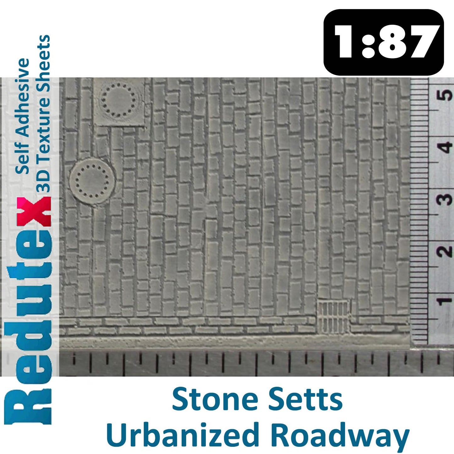 STONE SETTS UNEVEN ROADWAY I Grey 1:87 HO 3D Self Adhesive Texture Sheet