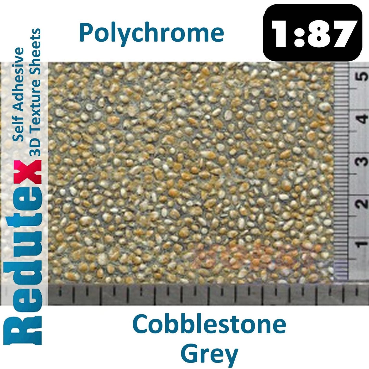 Cobblestone  Grey Polychrome HO/OO Self Adhesive 3D Textured Sheet