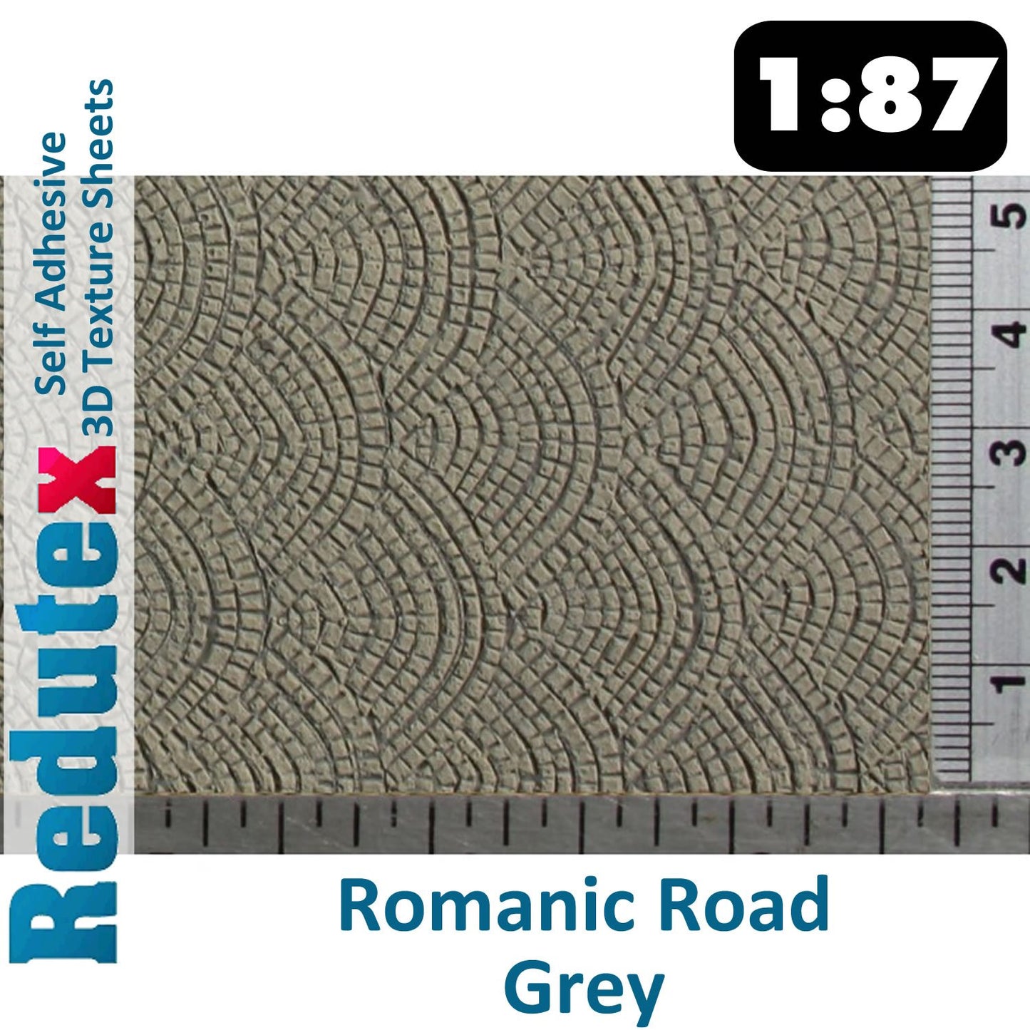 ROMANIC ROAD Grey STANDARD 1:87 HO 3D Self Adhesive Texture Sheet