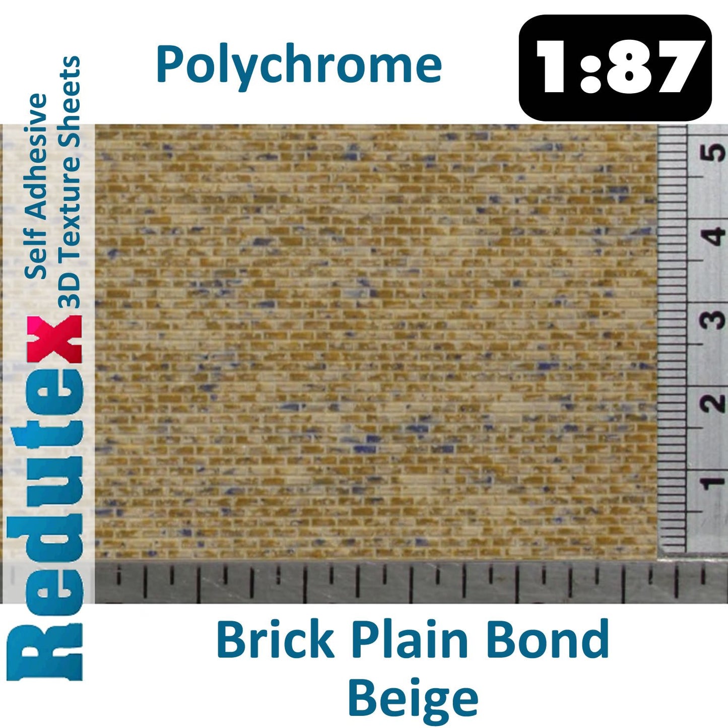 BRICK PLAIN BOND Beige POLYCHROME 1:87 HO 3D Self Adhesive Texture Sheet