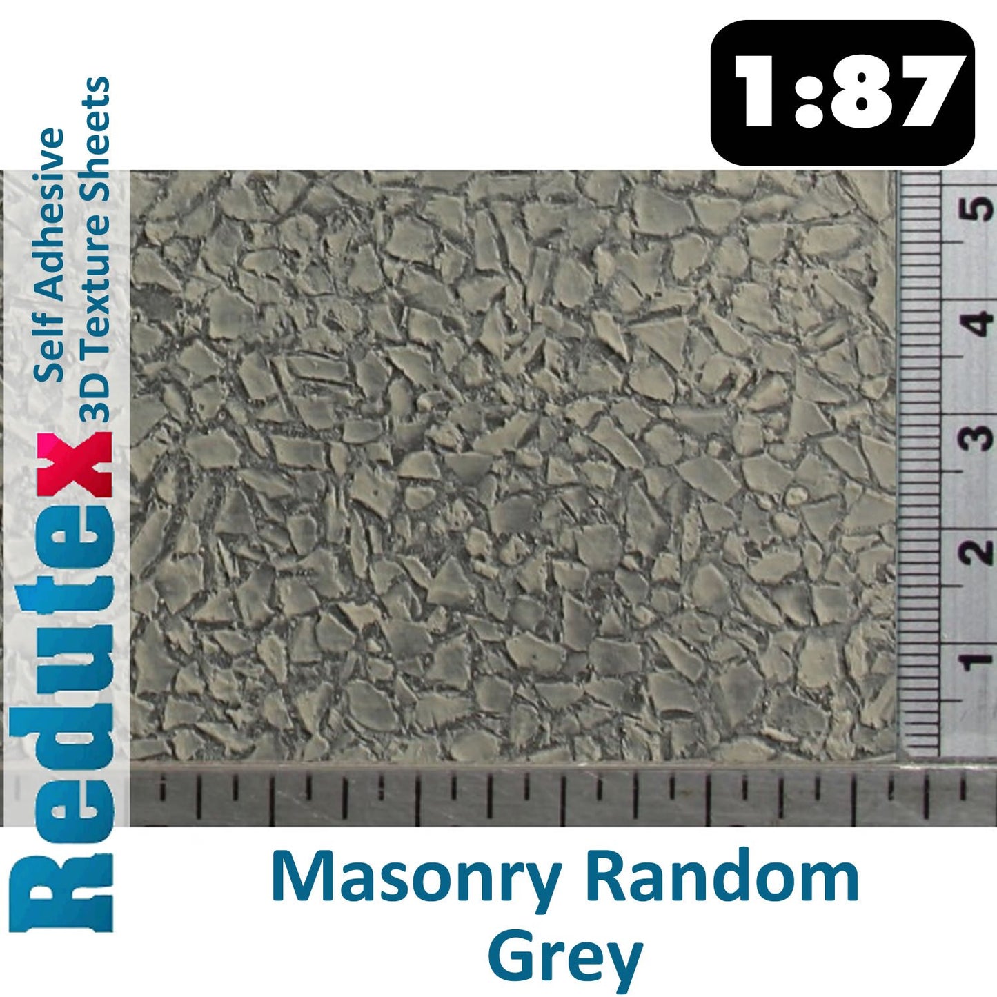 MASONRY RANDOM STONE Grey STANDARD 1:87 HO 3D Self Adhesive Texture Sheet