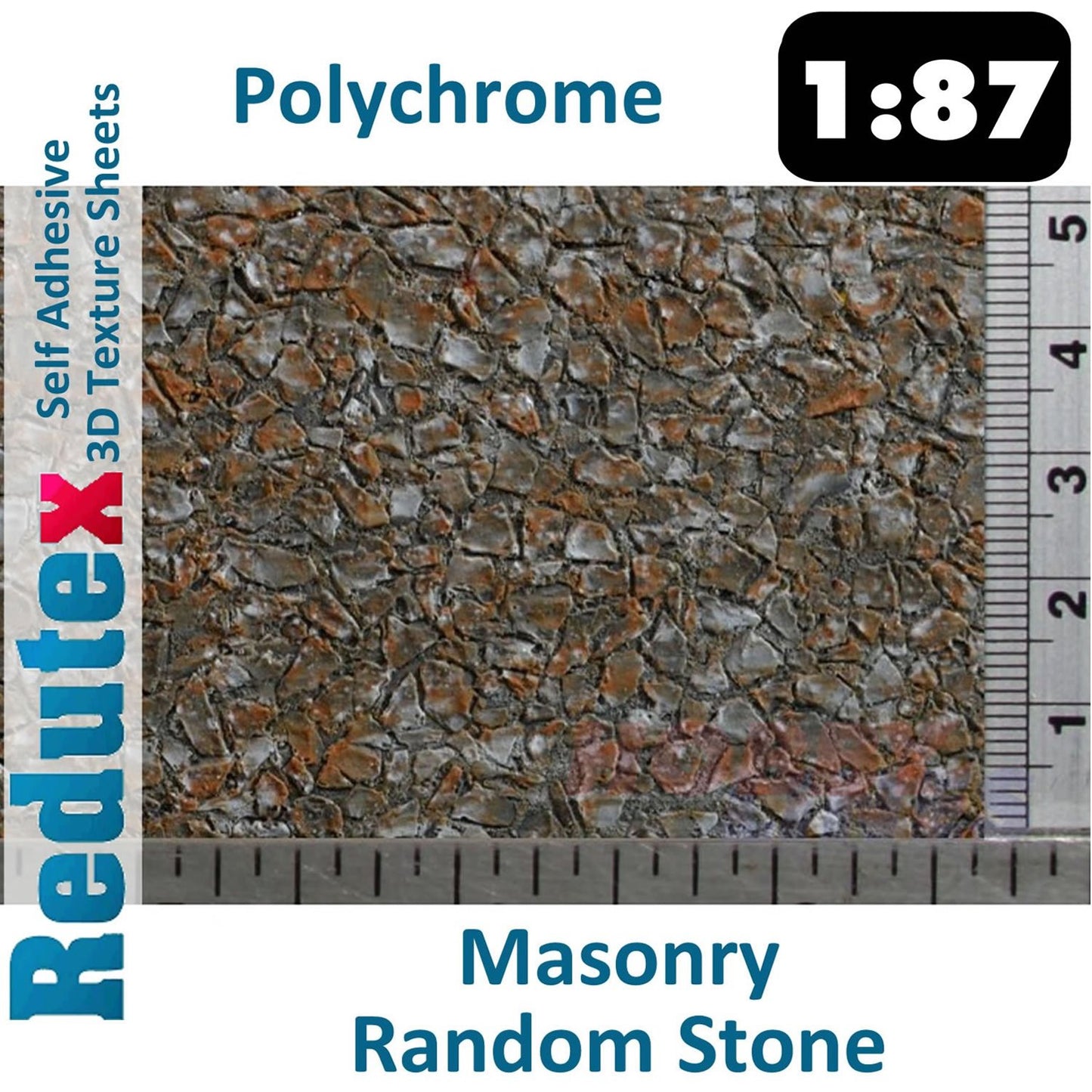 Masonry Random Stone Polychrome HO/OO Self Adhesive 3D Textured Sheet