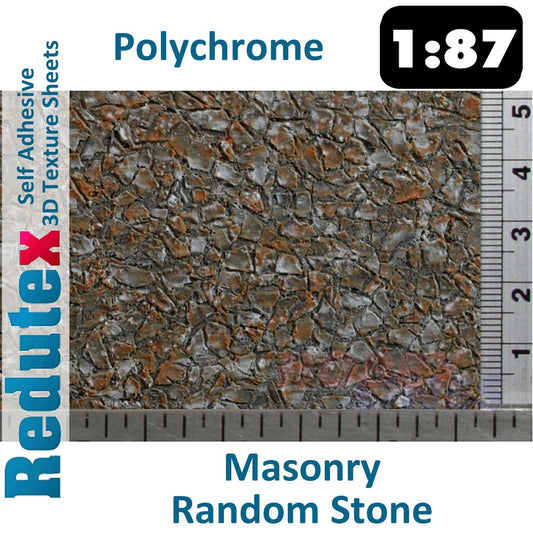 Masonry Random Stone Polychrome HO/OO Self Adhesive 3D Textured Sheet