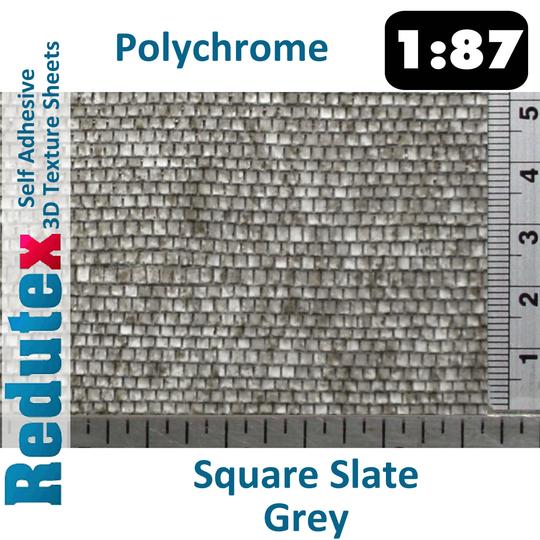 SQUARE SLATE Grey POLYCHROME 1:87 HO 3D Self Adhesive Texture Sheet