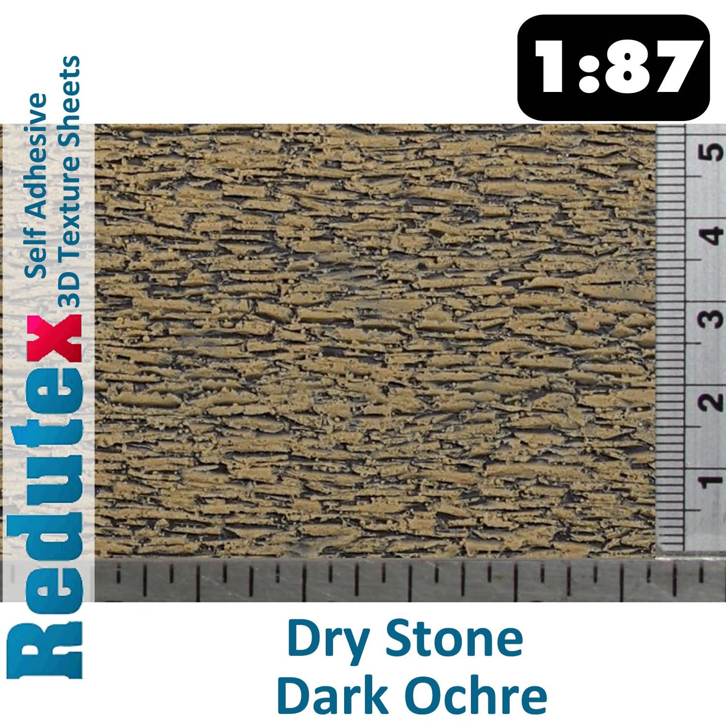 DRY STONE Dk Ochre STANDARD 1:87 HO 3D Self Adhesive Texture Sheet