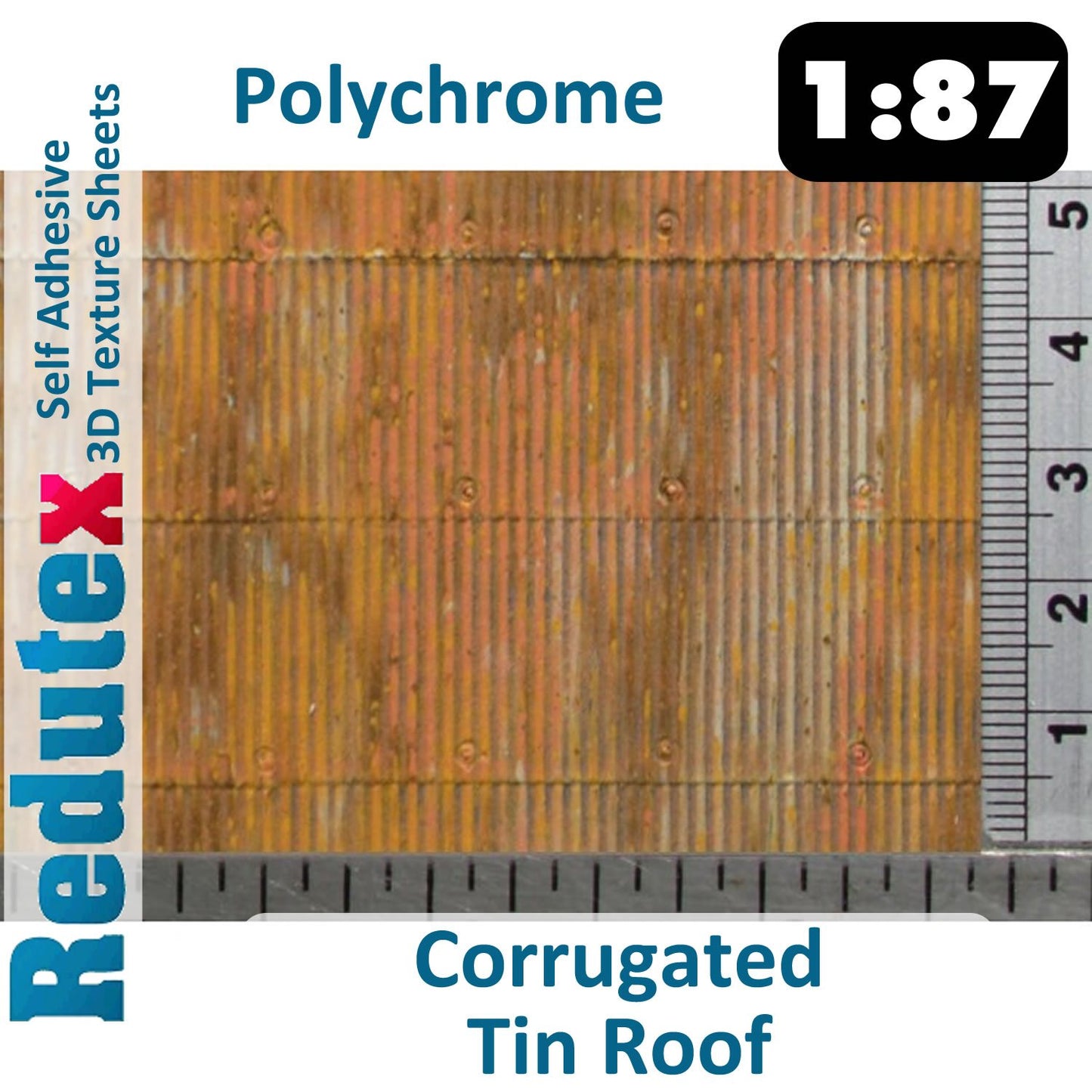 CORRUGATED ROOFING POLYCHROME 1:87 HO 3D Self Adhesive Texture Sheet