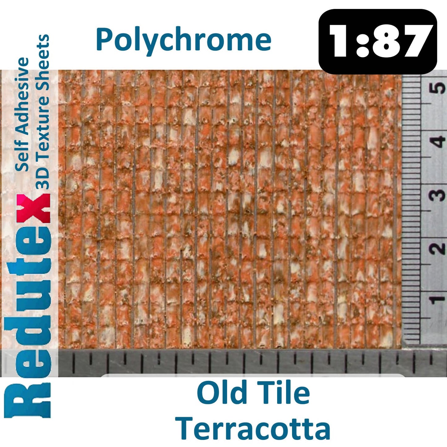 OLD TILE Terracotta POLYCHROME 1:87 HO 3D Self Adhesive Texture Sheet